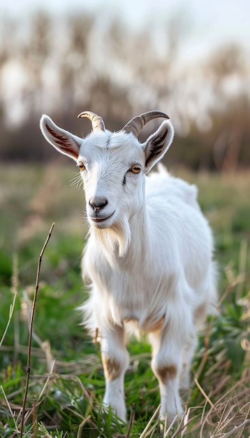 Photorealistic goat in nature