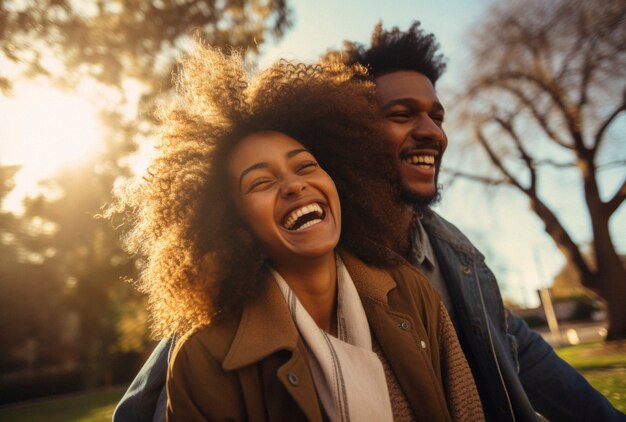 Photorealistic happiness scene  with happy couple