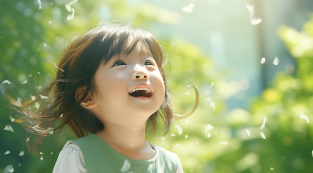 Photorealistic happiness scene  with happy kid
