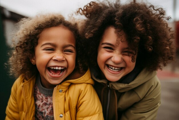 Foto gratuita scena di felicità fotorealista con bambini felici