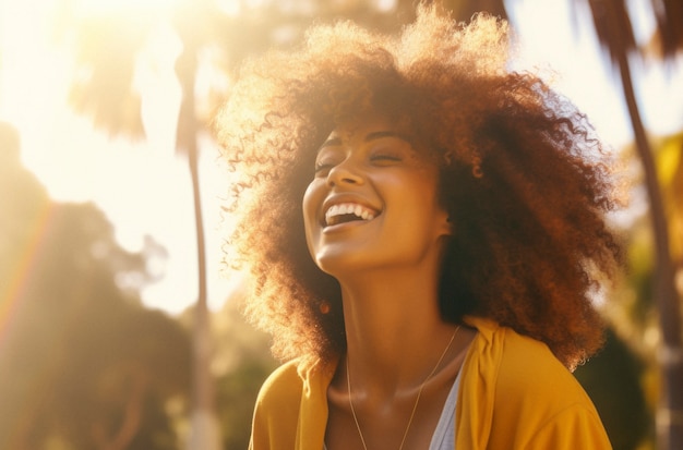 Foto gratuita scena di felicità fotorealista con una donna felice