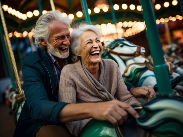 Photorealistic happiness scene  with senior couple