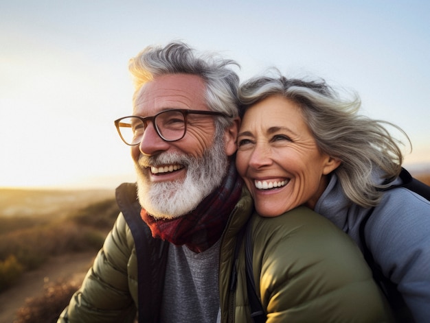 Photorealistic happiness scene  with senior couple