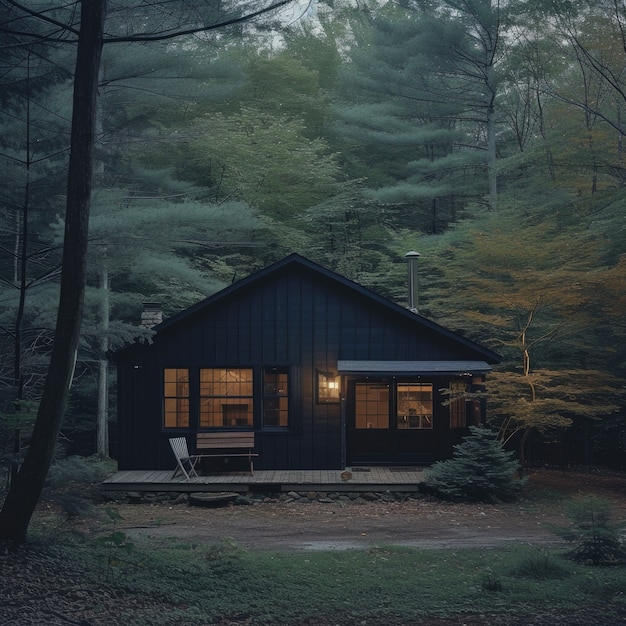 Foto gratuita casa fotorealista con architettura in legno e struttura in legno