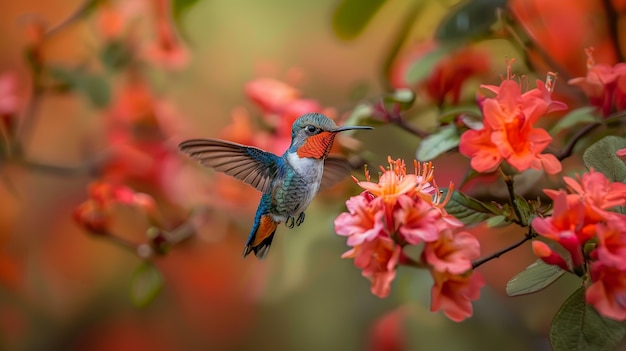 Foto gratuita colibrì fotorealistico all'aperto in natura