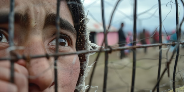 Free photo photorealistic kid in refugee camp