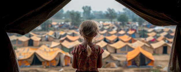 Фотореалистичный ребенок в лагере беженцев