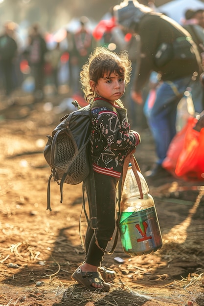 Free photo photorealistic kid in refugee camp