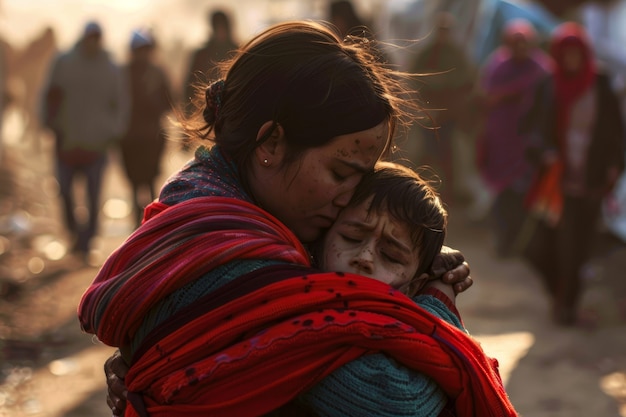 Free photo photorealistic kid in refugee camp