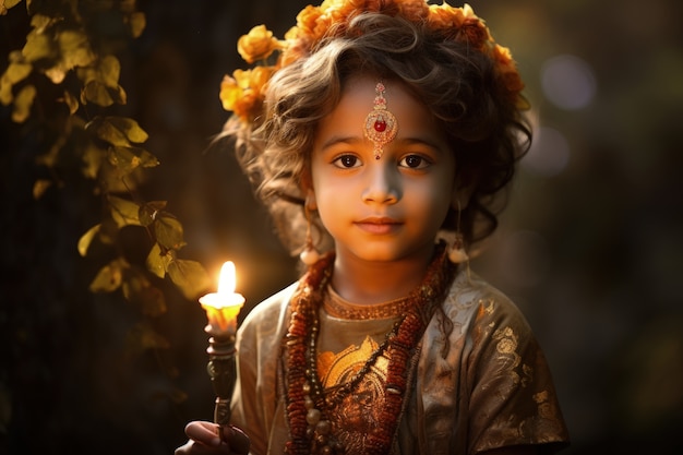 Free photo photorealistic kid representing krishna