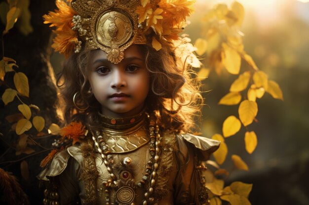 Photorealistic kid representing krishna