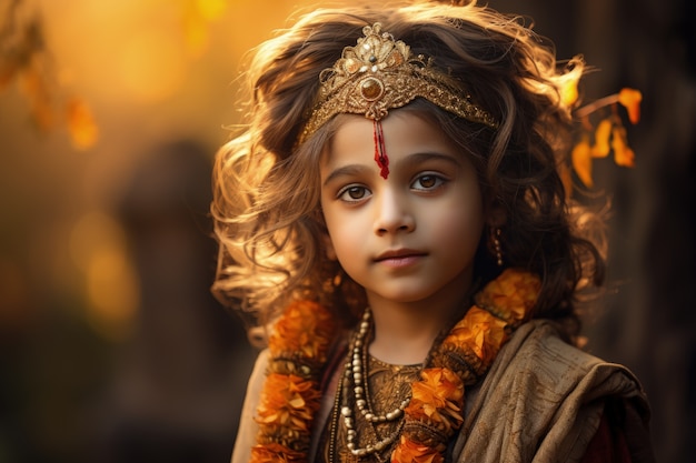 Photorealistic kid representing krishna