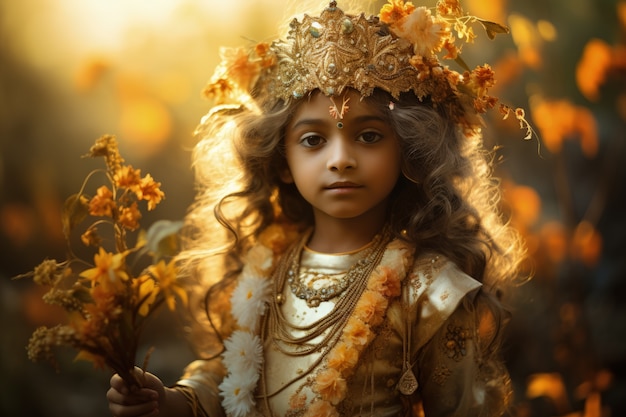 Free photo photorealistic kid representing krishna