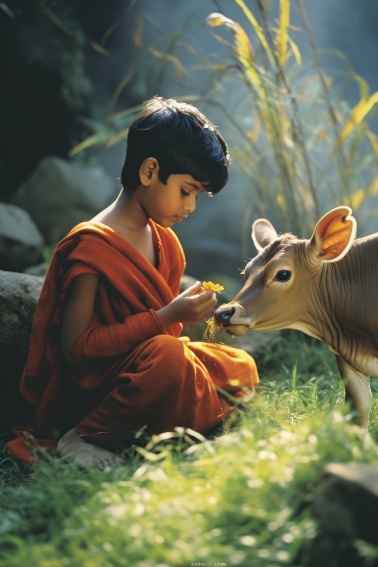 मुफ़्त फोटो कृष्णा को दर्शाता फ़ोटो जैसा दिखने वाला बच्चा