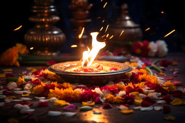 Free photo photorealistic lohri festival celebration with offerings and candle