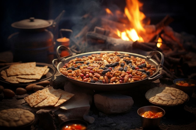 Бесплатное фото Фотореалистичное празднование фестиваля лохри с традиционной едой