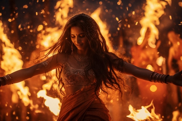 Photorealistic lohri festival with woman celebrating