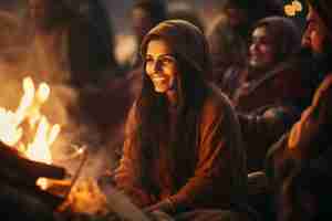 Free photo photorealistic lohri festival with woman celebrating