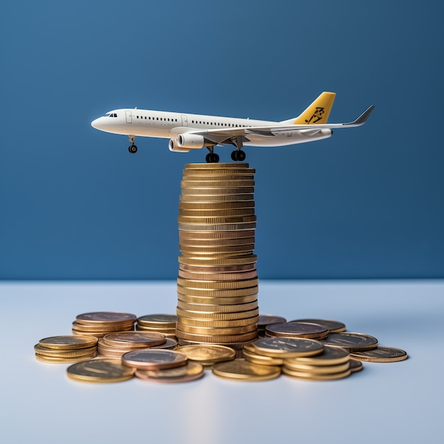 Free photo photorealistic money with plane