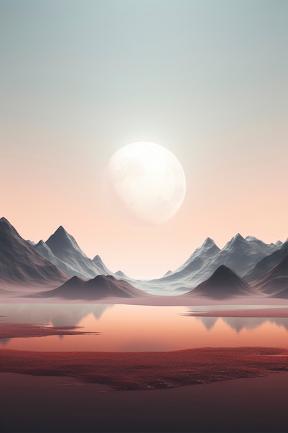 Фотореалистичная луна с абстрактным ландшафтом