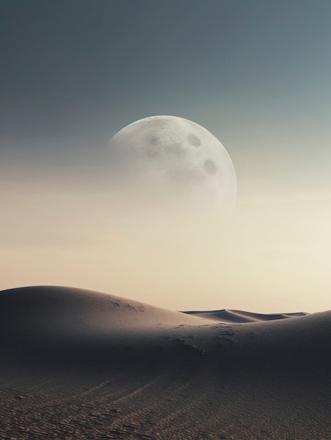 Photorealistic moon with abstract landscape