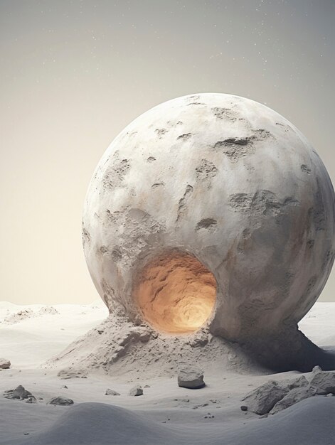 Photorealistic moon with abstract landscape