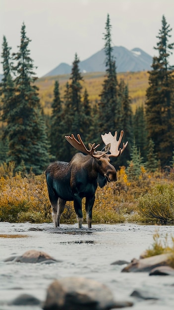 Foto gratuita alce fotorealistico in natura