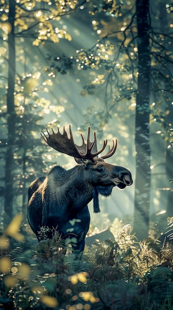 Free photo photorealistic moose in the wild