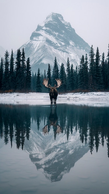 Foto gratuita alce fotorealistico in natura