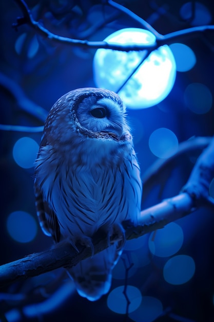 Free photo photorealistic owl during the night time