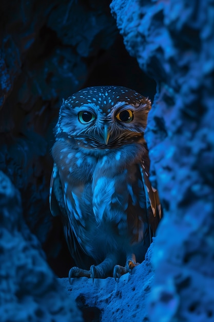 Foto gratuita photorealistic owl during the night time