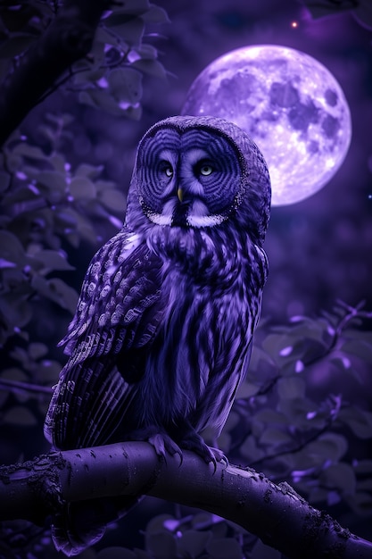 Free photo photorealistic owl during the night time