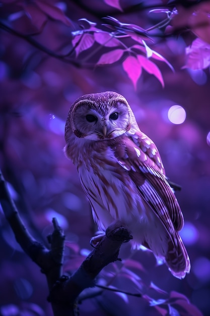 無料写真 photorealistic owl during the night time