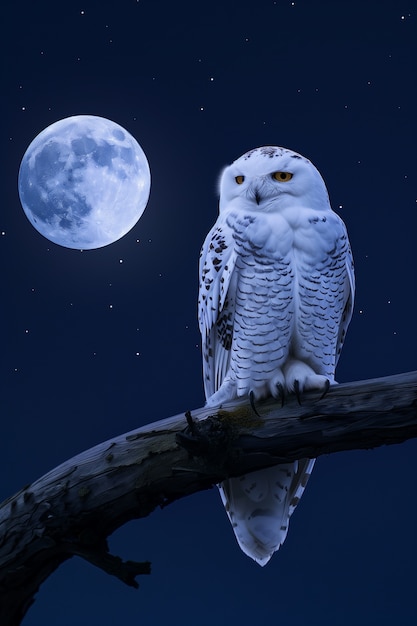 무료 사진 photorealistic owl during the night time