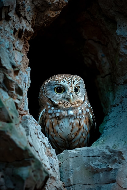 Photorealistic owl during the night time