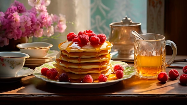 Free photo photorealistic pancakes  with berries