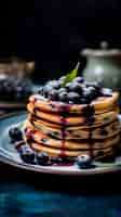 Free photo photorealistic pancakes  with blueberries