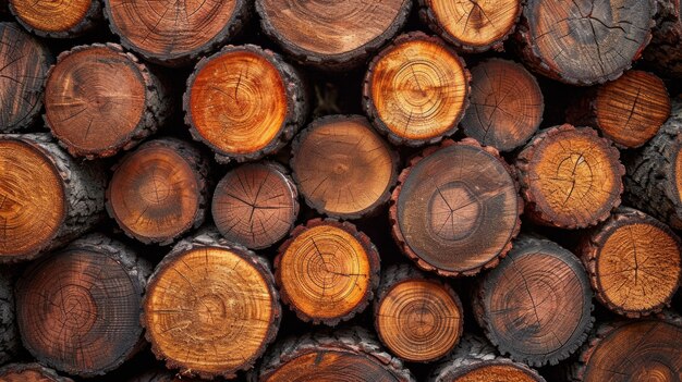 Photorealistic perspective of wood logs in the timber industry