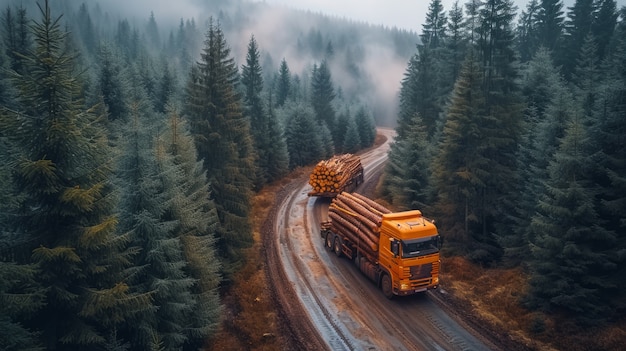 Foto gratuita perspettiva fotorealista dei tronchi di legno nell'industria del legno