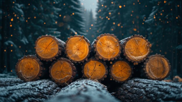 Photorealistic perspective of wood logs