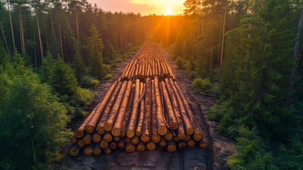 Photorealistic perspective of wood logs