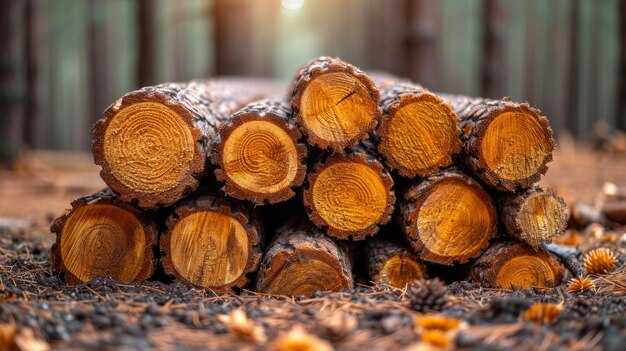 Photorealistic perspective of wood logs