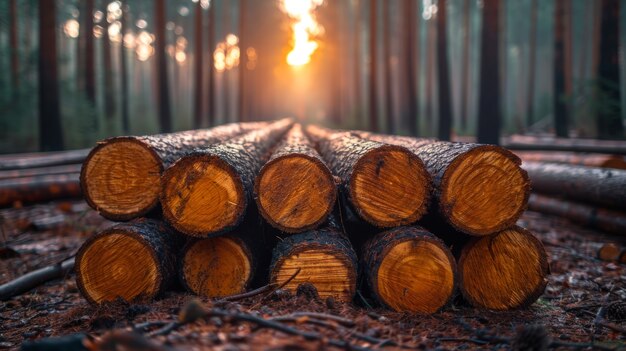 Photorealistic perspective of wood logs