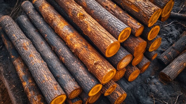 Photorealistic perspective of wood logs