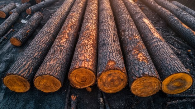 Photorealistic perspective of wood logs