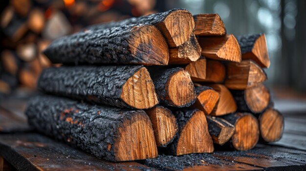 Photorealistic perspective of wood logs