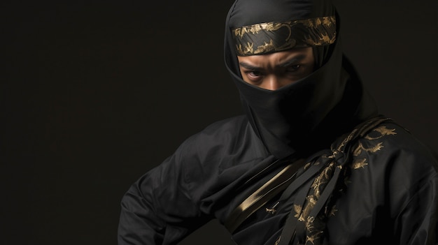 Free photo photorealistic portrait of male ninja warrior