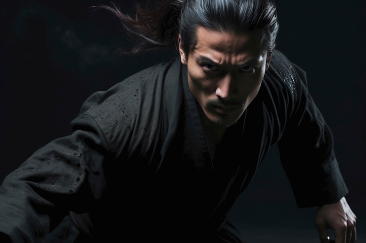 無料Photo 男性の忍者戦士のフォトリアリスティックな肖像画