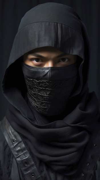 Free photo photorealistic portrait of male ninja warrior