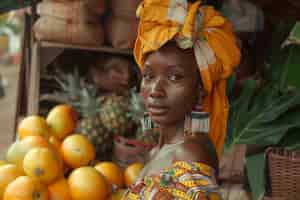 무료 사진 아프리카 여성 의 사진 현실적 인 초상화